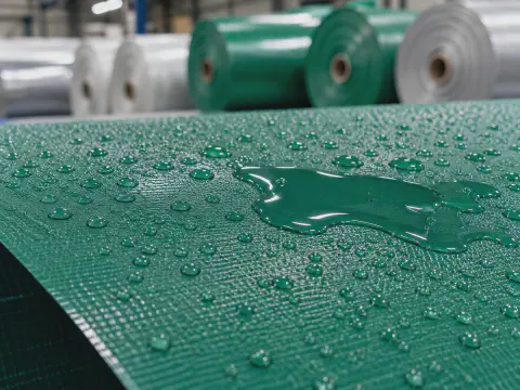 コーティングターポリン表面の耐水確認